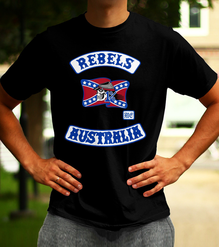 Rebels MC 1% Skull Australia Motorcycle Club Patch T-Shirt