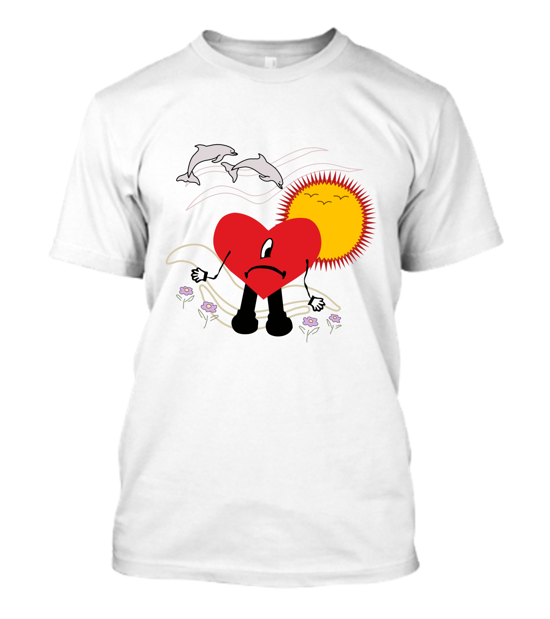 Bad Bunny Un Verano Sin Ti Album Heart Sun Dolphins Flowers Scene T-Shirt