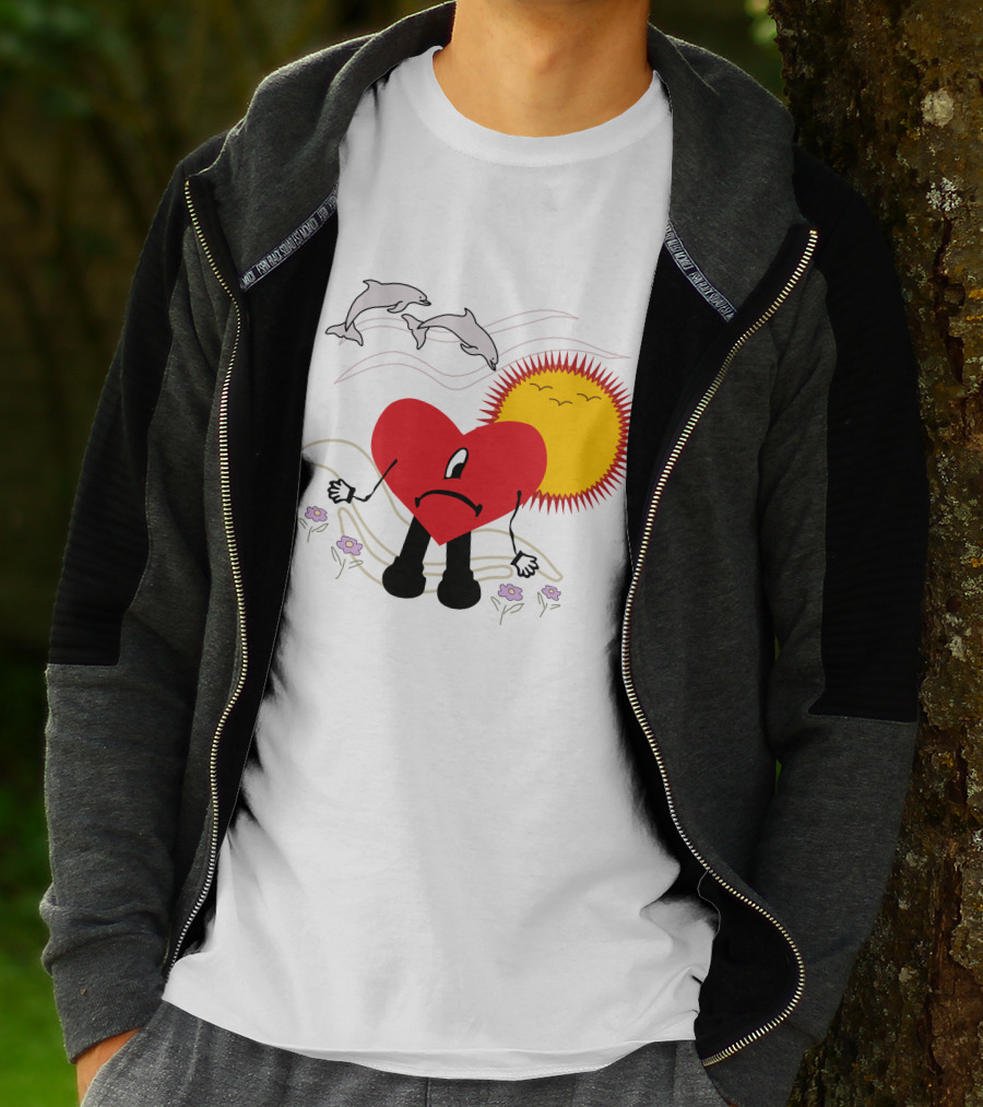 Bad Bunny Un Verano Sin Ti Album Heart Sun Dolphins Flowers Scene T-Shirt