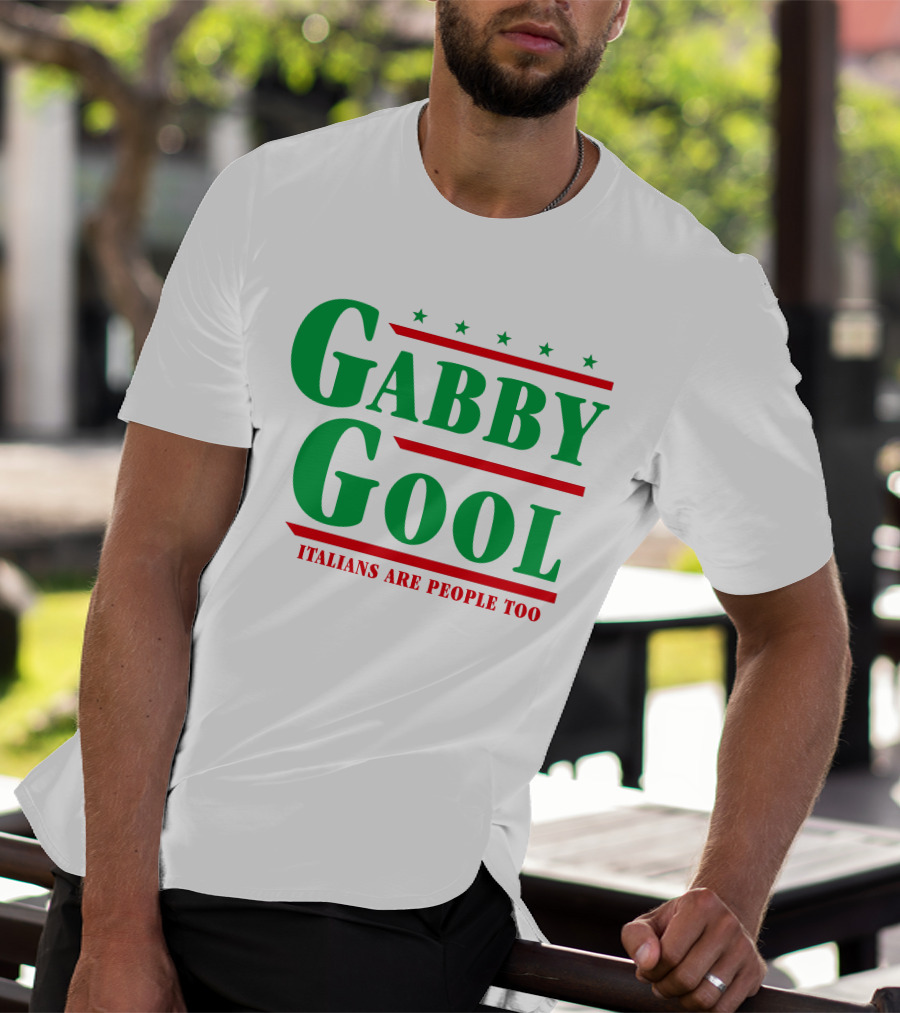 Gabby Gool Italians Are People Too Green Red Stars T-Shirt