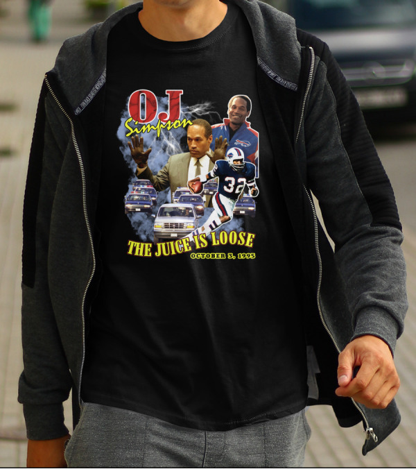 OJ Simpson The Juice Is Loose October 3, 1995 Football Chase T-Shirt