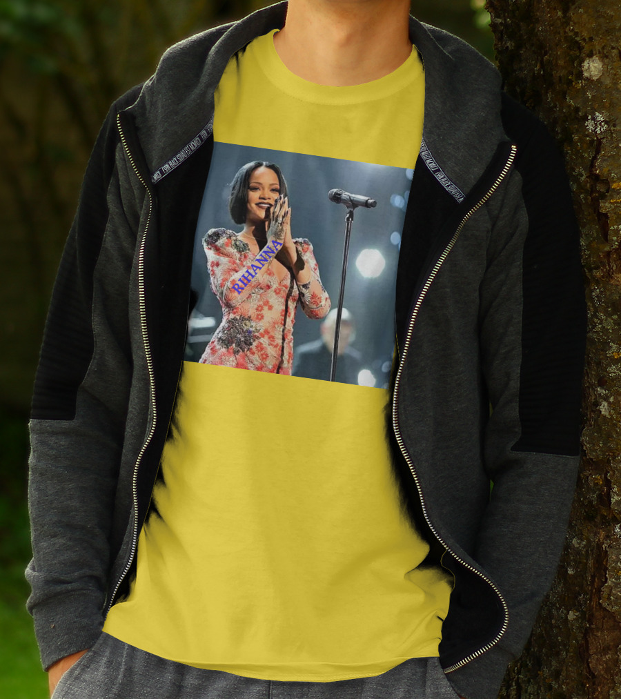 Rihanna Singer Songwriter Actress Performance Floral Dress T-Shirt
