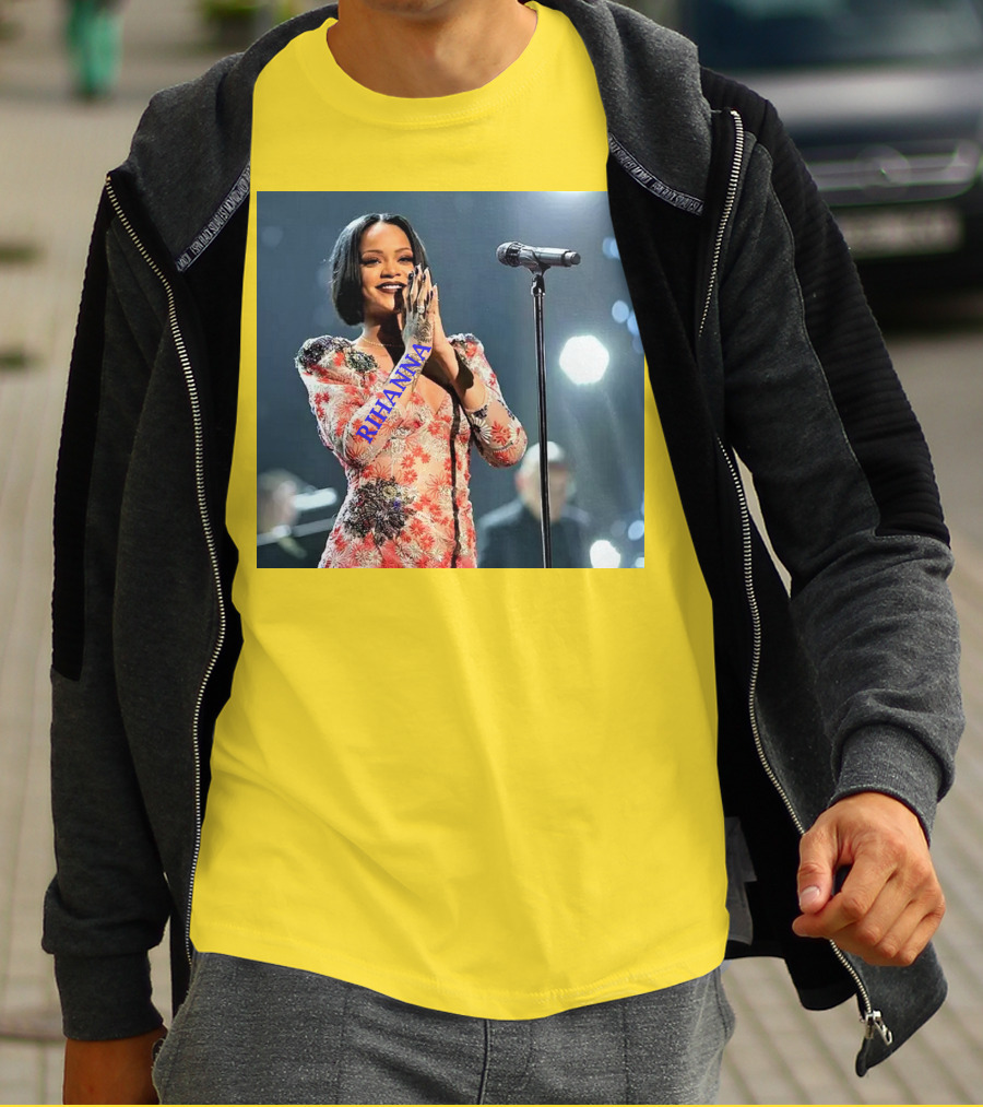 Rihanna Singer Songwriter Actress Performance Floral Dress T-Shirt