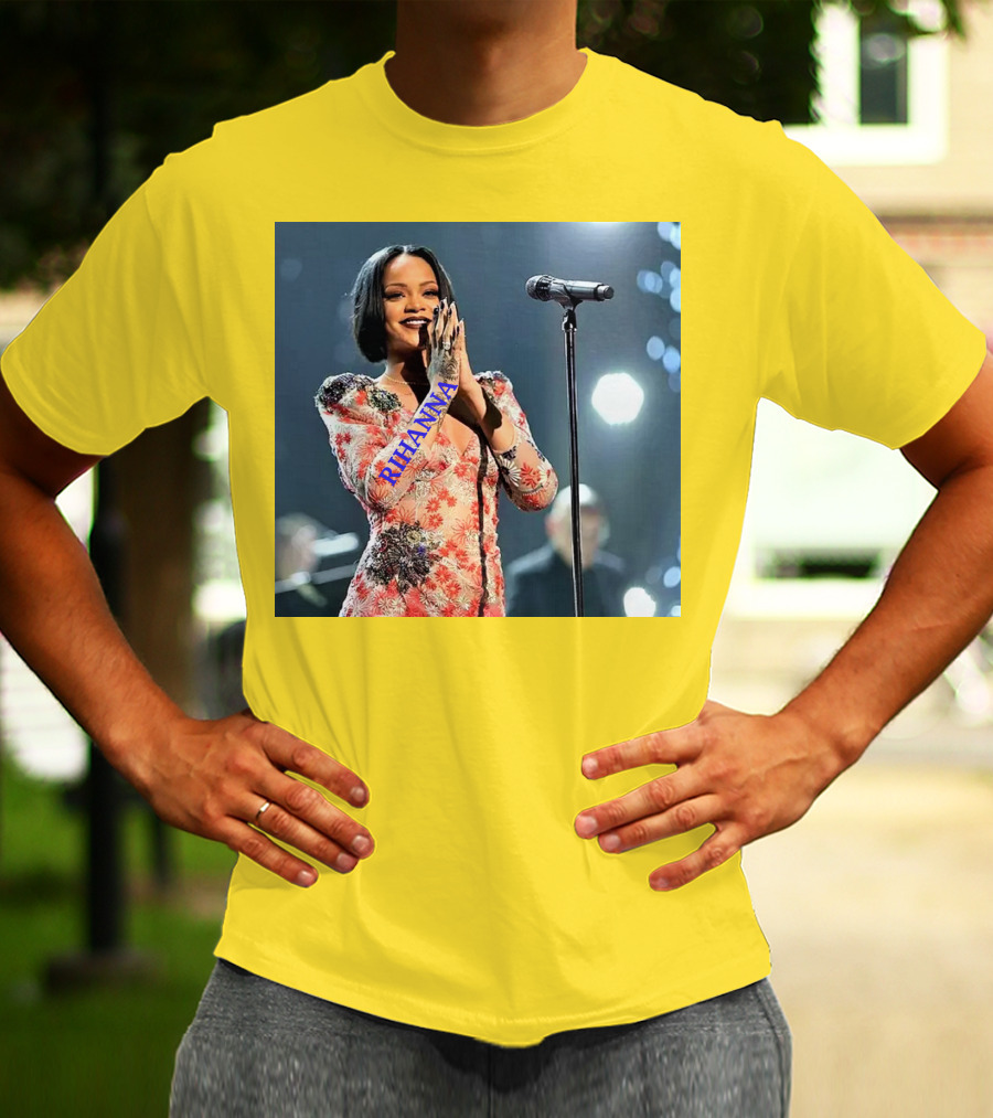 Rihanna Singer Songwriter Actress Performance Floral Dress T-Shirt