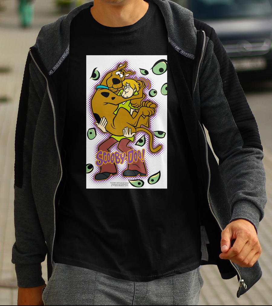 Scooby-Doo Shaggy Hug Surrounded By Eyes T-Shirt