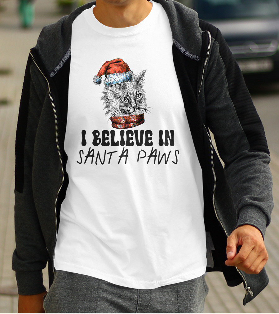 I Believe In Santa Paws Cat T-Shirt