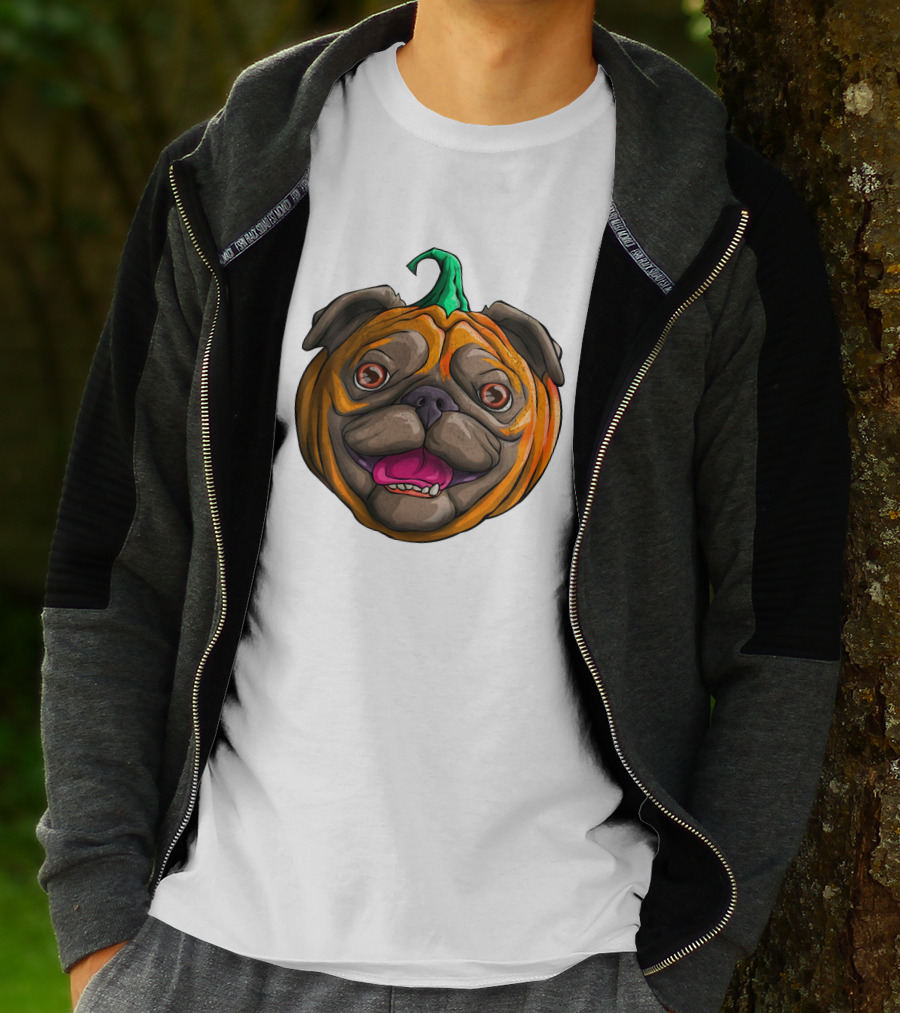 Pugkin Halloween Pug Pumpkin Head T-Shirt
