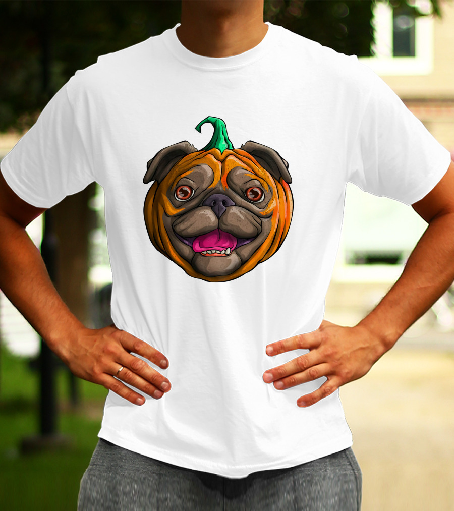 Pugkin Halloween Pug Pumpkin Head T-Shirt