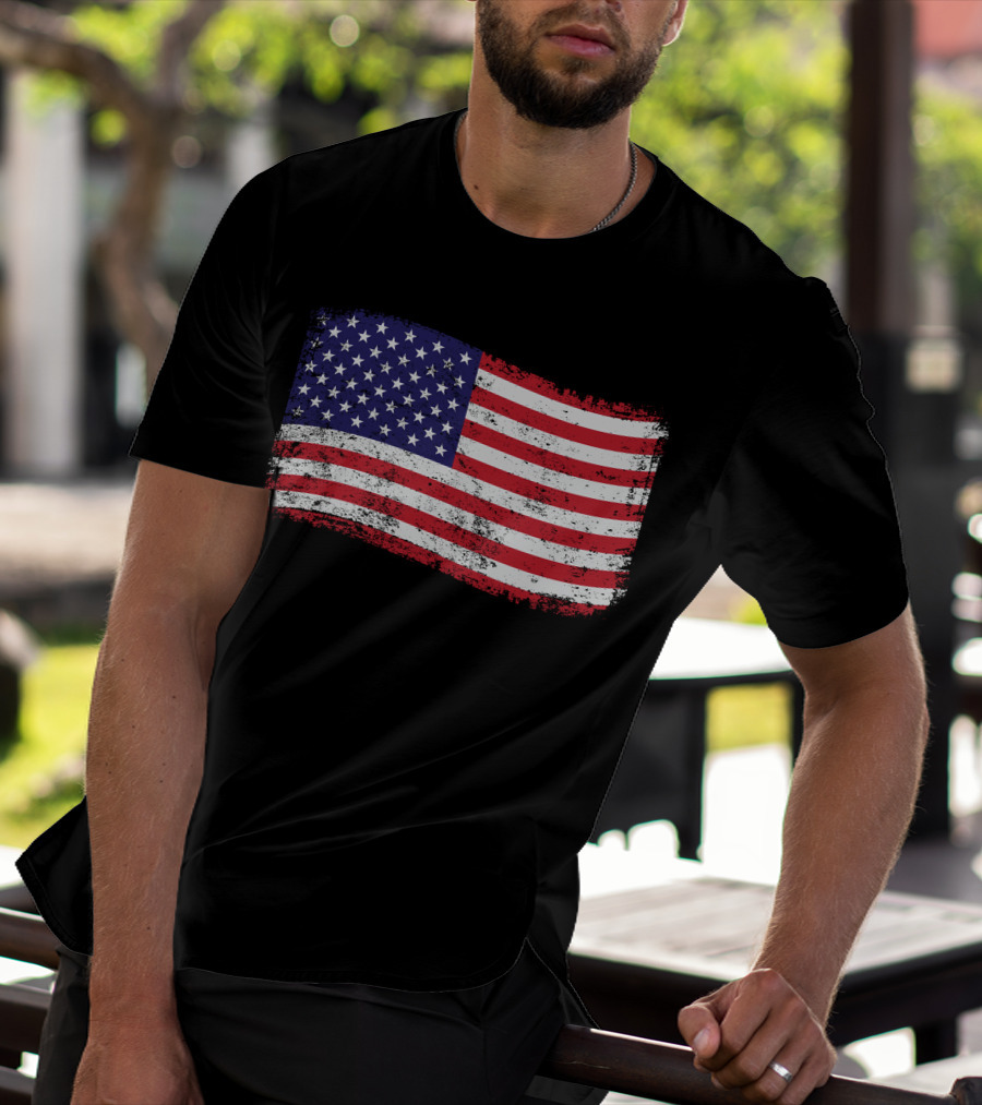 American Flag Distressed Vintage Style T-Shirt