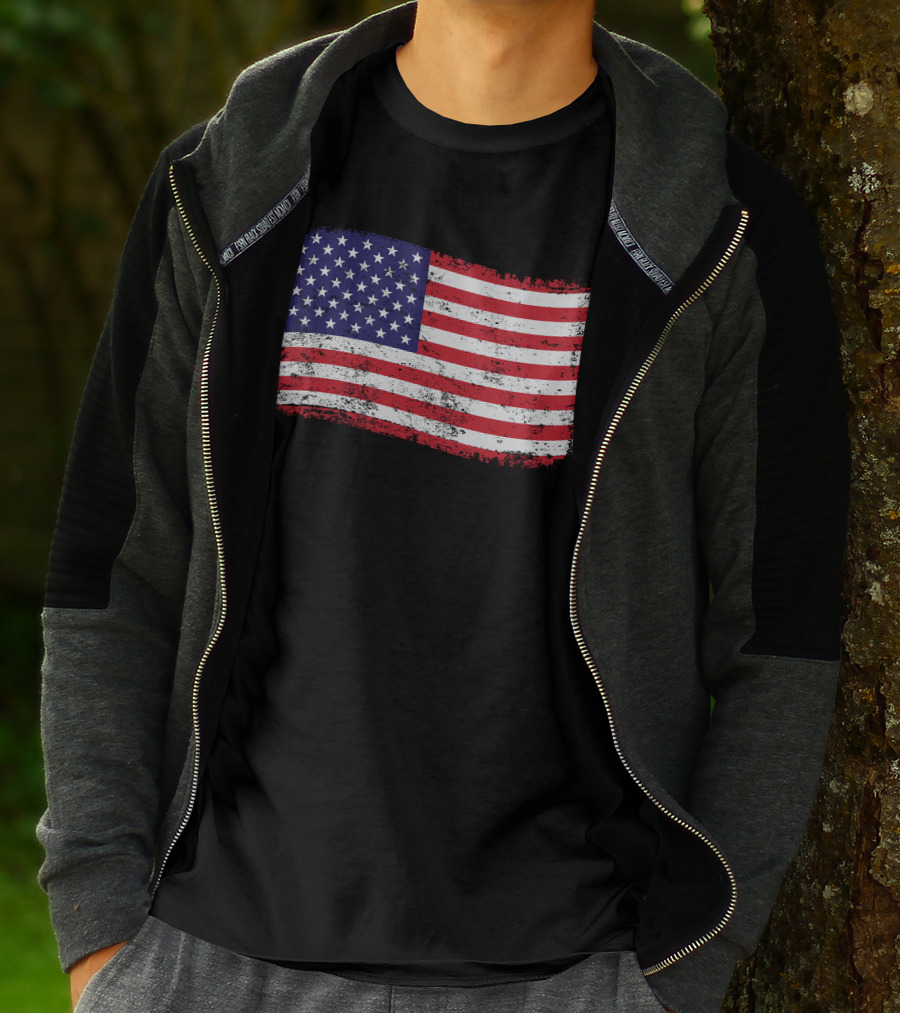 American Flag Distressed Vintage Style T-Shirt