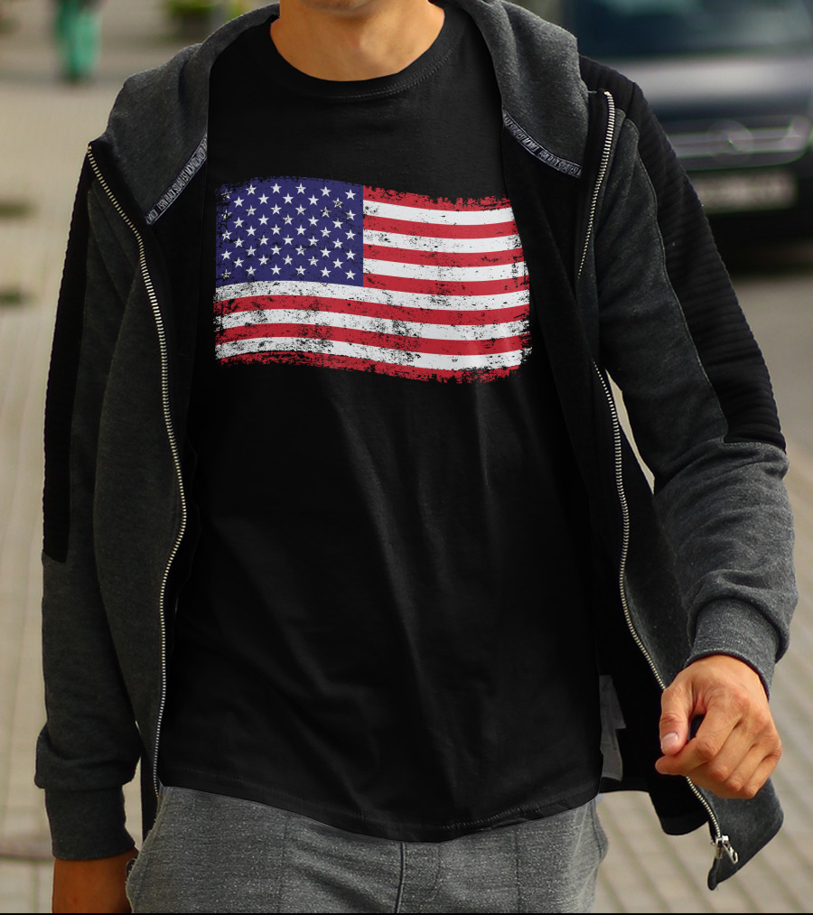 American Flag Distressed Vintage Style T-Shirt