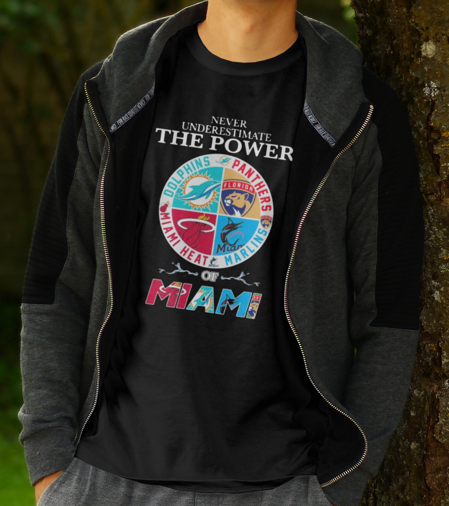 Never Underestimate The Power Of Miami Dolphins Panthers Heat Marlins T-Shirt
