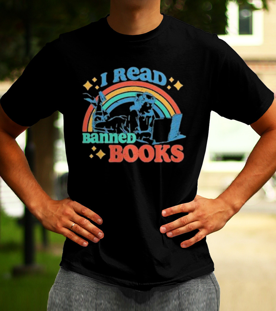I Read Banned Books Retro Rainbow T-Shirt