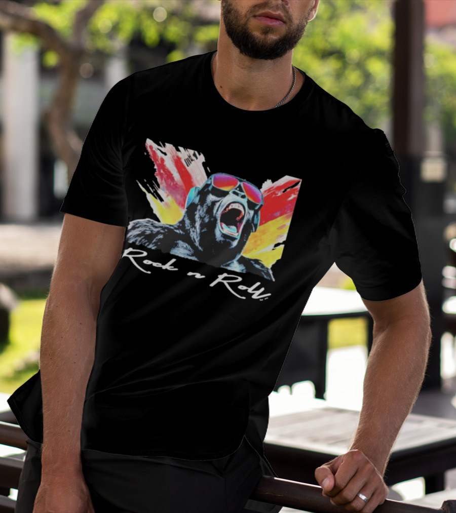 Rock N Roll Gorilla With Headphones And Sunglasses T-Shirt