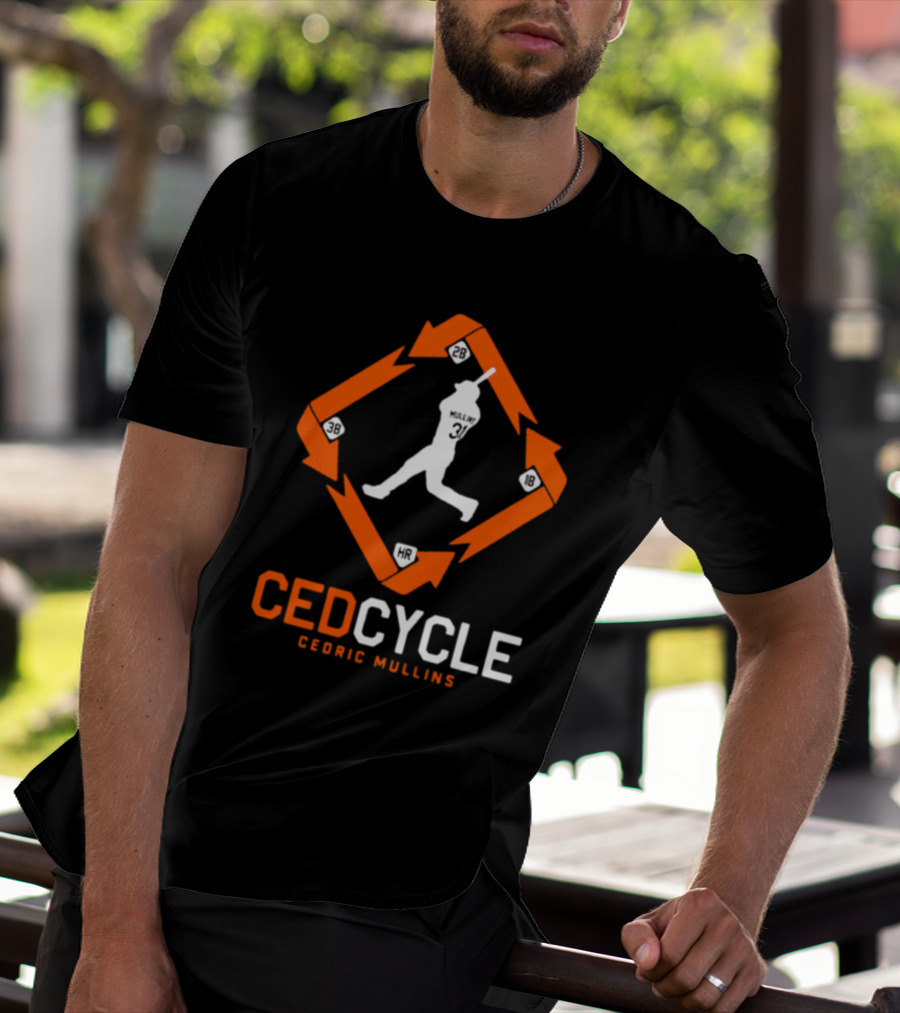 Cedric Mullins CEDCYCLE 31 Baseball Diamond 2B 3B 1B HR T-Shirt