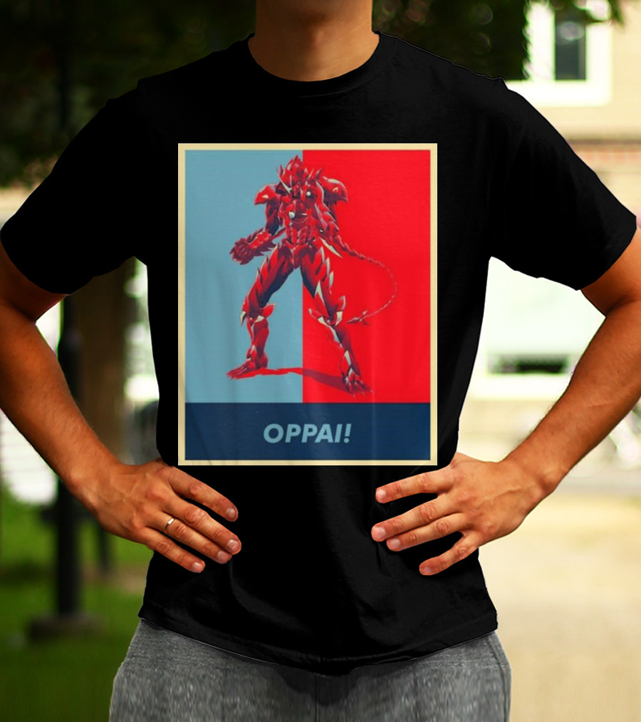 OPPAI Issei Hyoudou High School DxD Hope Style Mecha Fusion Red And Blue Dual Color Background T-Shirt