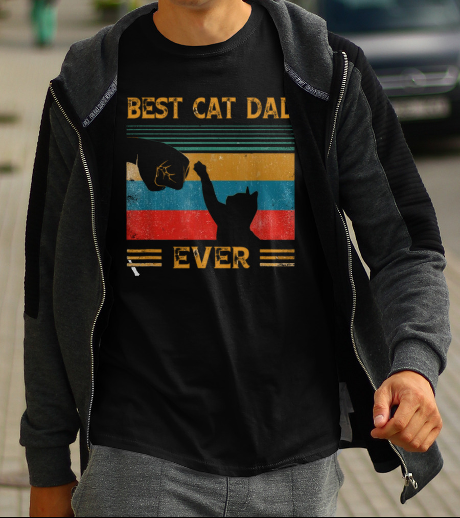 Best Cat Dad Ever Vintage Pet Lover Apparel Funny Kitty Clothes Cat Owners Cat Daddy T-Shirt