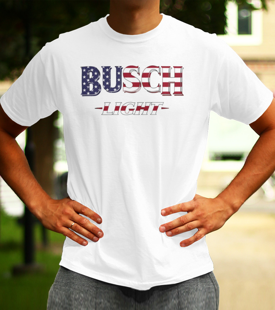 Hardy Busch Light American Flag USA T-Shirt