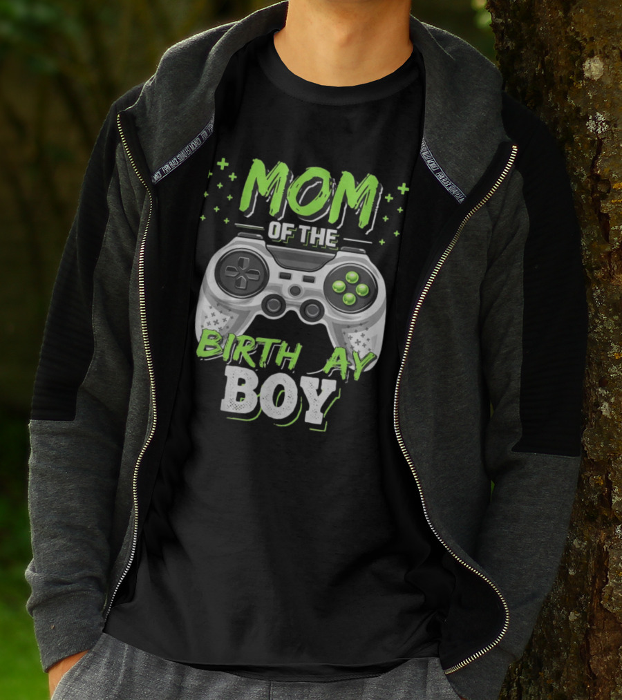 Mom Of The Birthday Boy Gamer Controller Matching Video Gamer Birthday Party T-Shirt