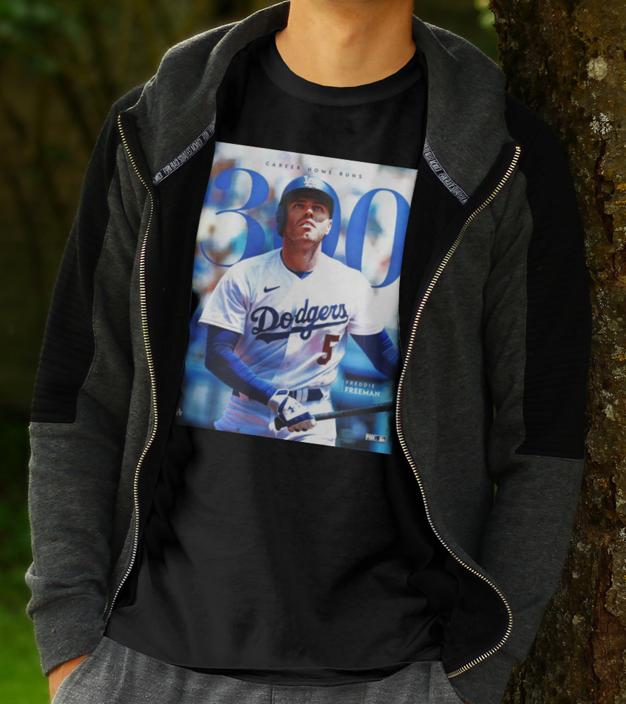 Dodgers Freddie Freeman 300 Career Home Runs Achievement Image With MLB T-Shirt