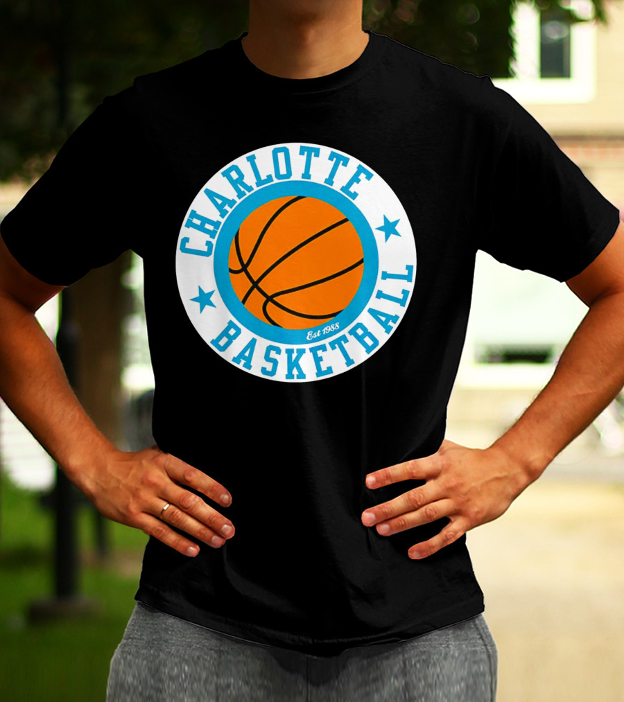Charlotte Basketball Est 1988 Logo Vintage Style Circle Emblem T-Shirt