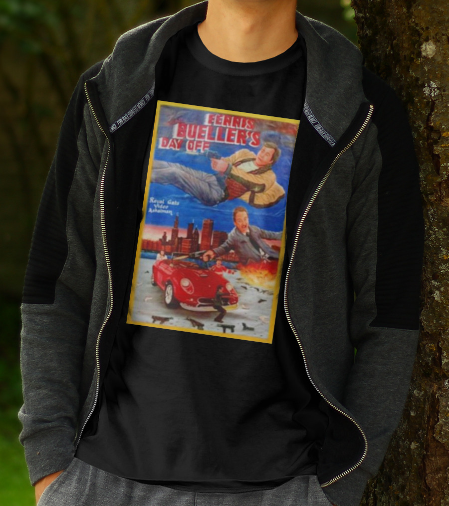 Ferris Bueller's Day Off Royal Gato Video Ashaiman Explosive Artwork With Thrilling City Escape T-Shirt