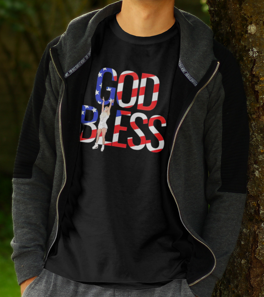 Men’s Tonya Harding God Bless American Flag Figure Skater T-Shirt