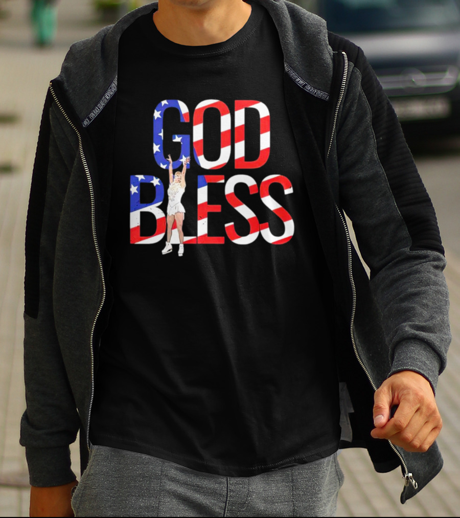 Men’s Tonya Harding God Bless American Flag Figure Skater T-Shirt