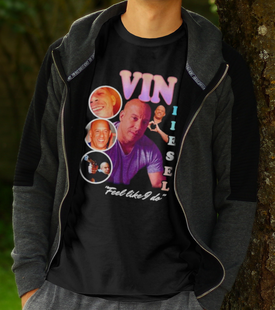 Vin Diesel Feel Like I Do Multicolor Photo Collage T-Shirt