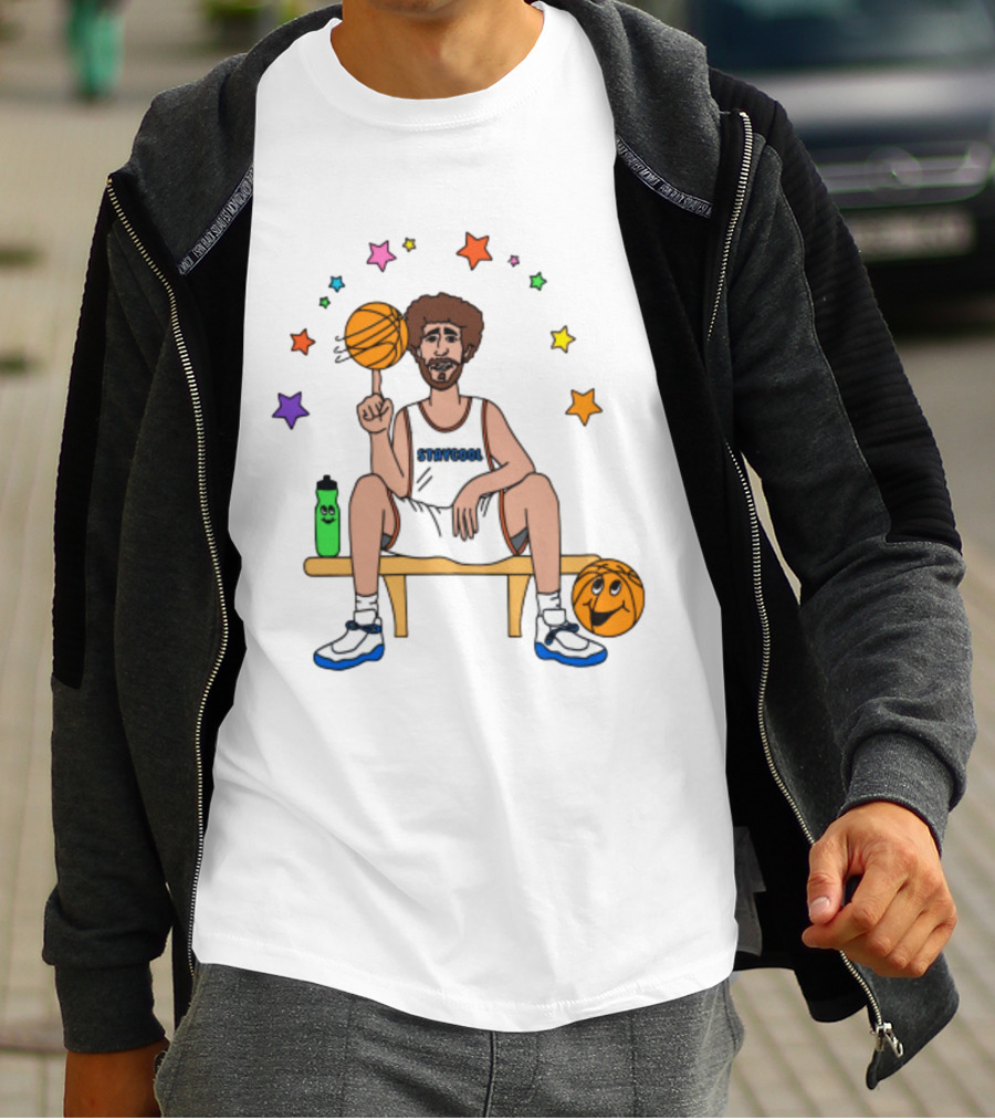 Staycool Basketball Bench With Stars And Basketballs T-Shirt