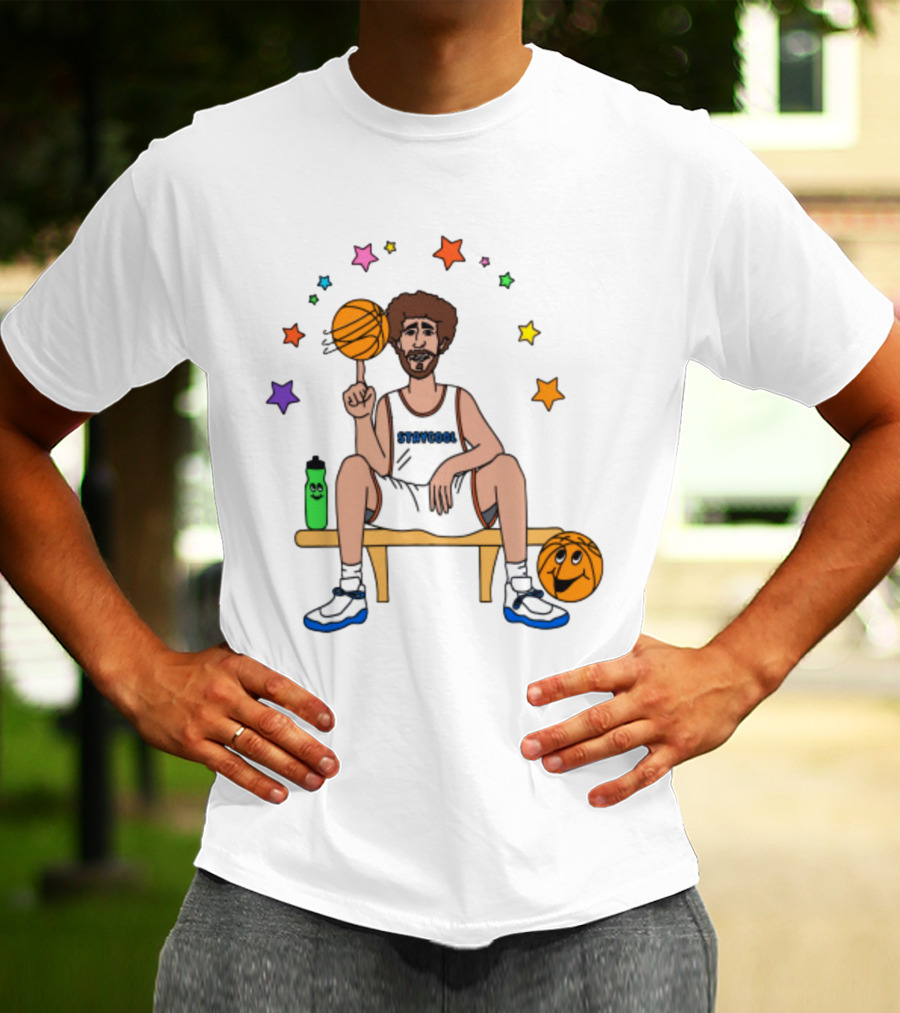 Staycool Basketball Bench With Stars And Basketballs T-Shirt