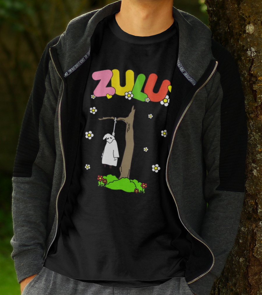 Zulu Hanging Tree With Colorful Text And Heart Flowers T-Shirt