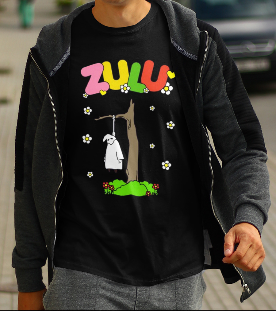 Zulu Hanging Tree With Colorful Text And Heart Flowers T-Shirt