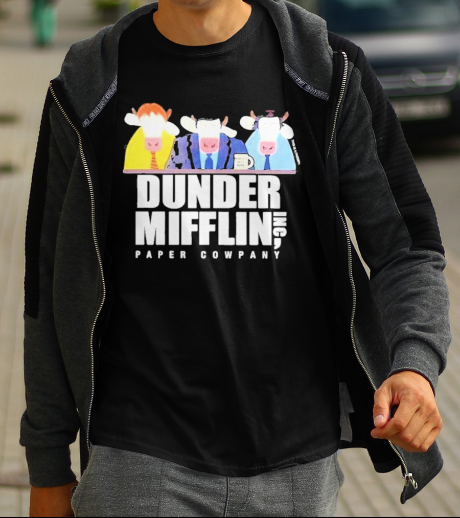 Dunder Mifflin Inc Paper Cowpany Cow Characters T-Shirt