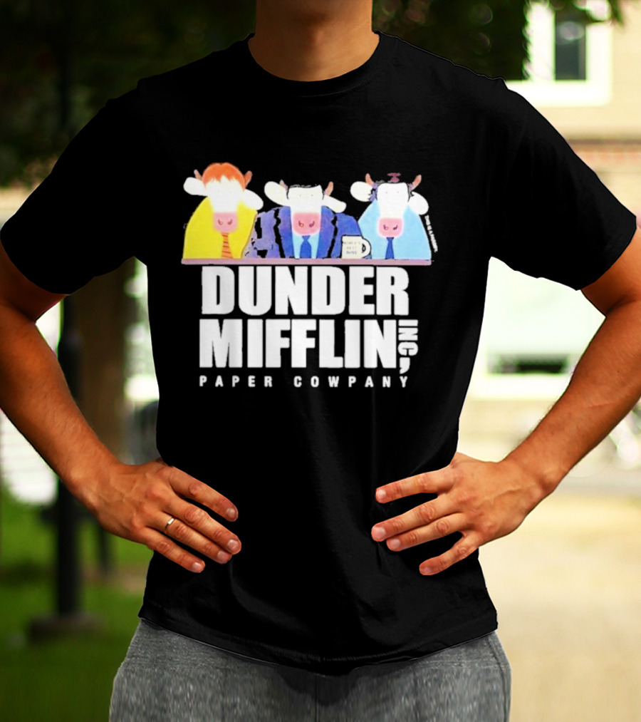 Dunder Mifflin Inc Paper Cowpany Cow Characters T-Shirt
