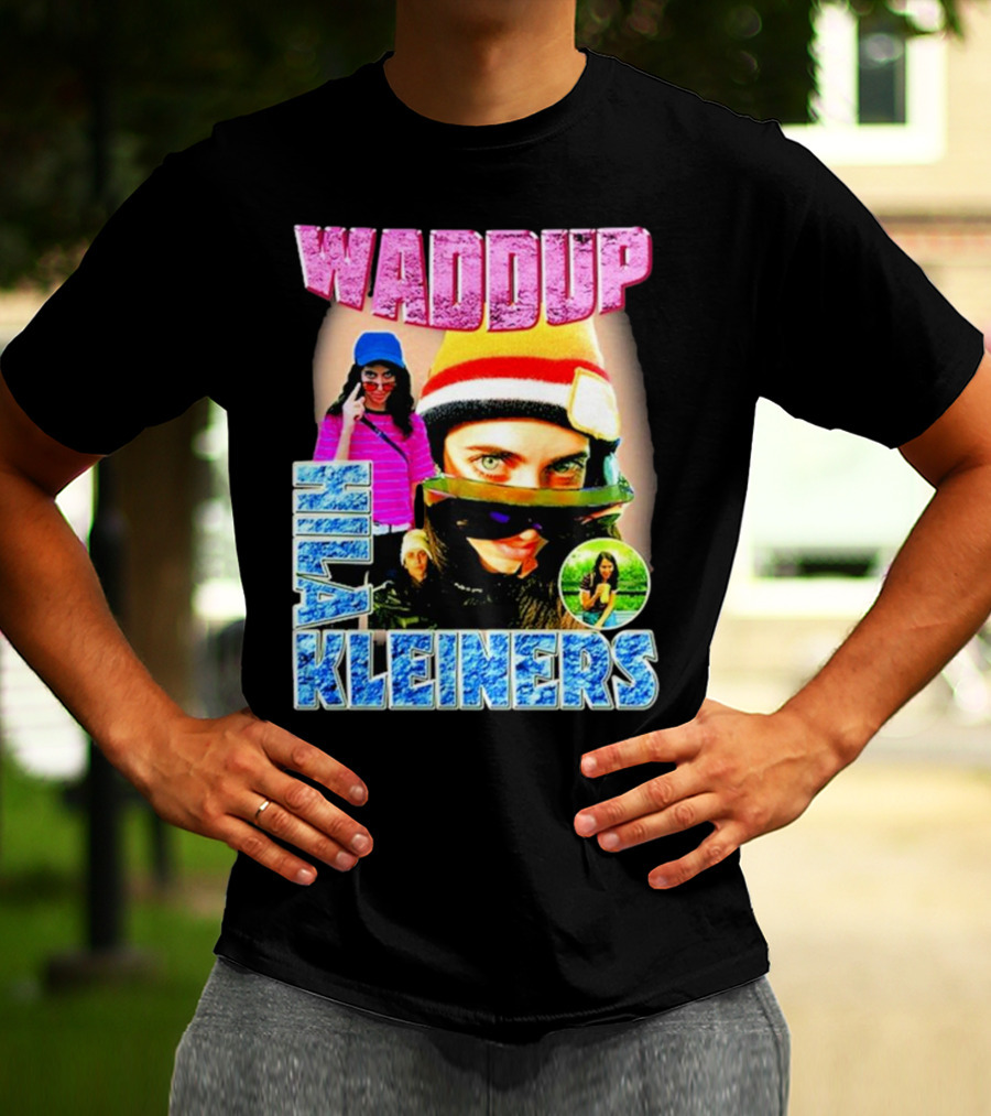 Waddup Hila Kleiners Colorful Ski Mask And Sunglasses Collage T-Shirt