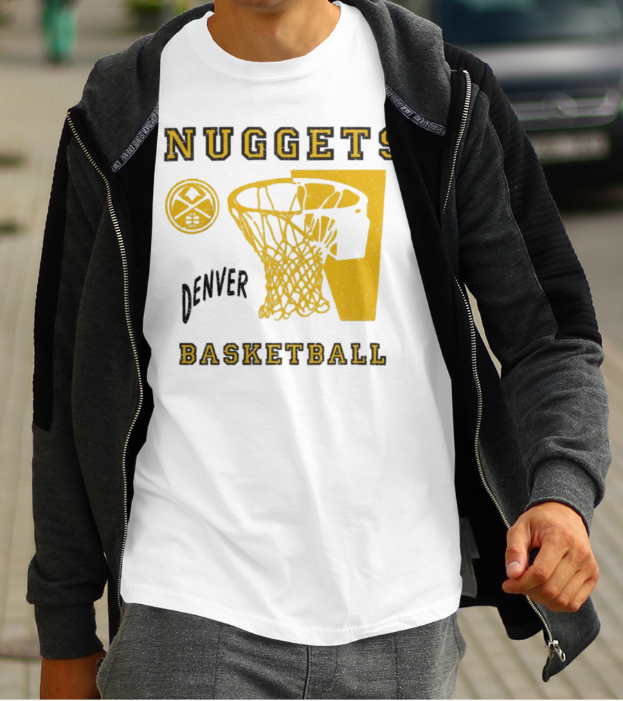 Nuggets Denver Basketball Slam Dunk White Men's Junk Food T-Shirt