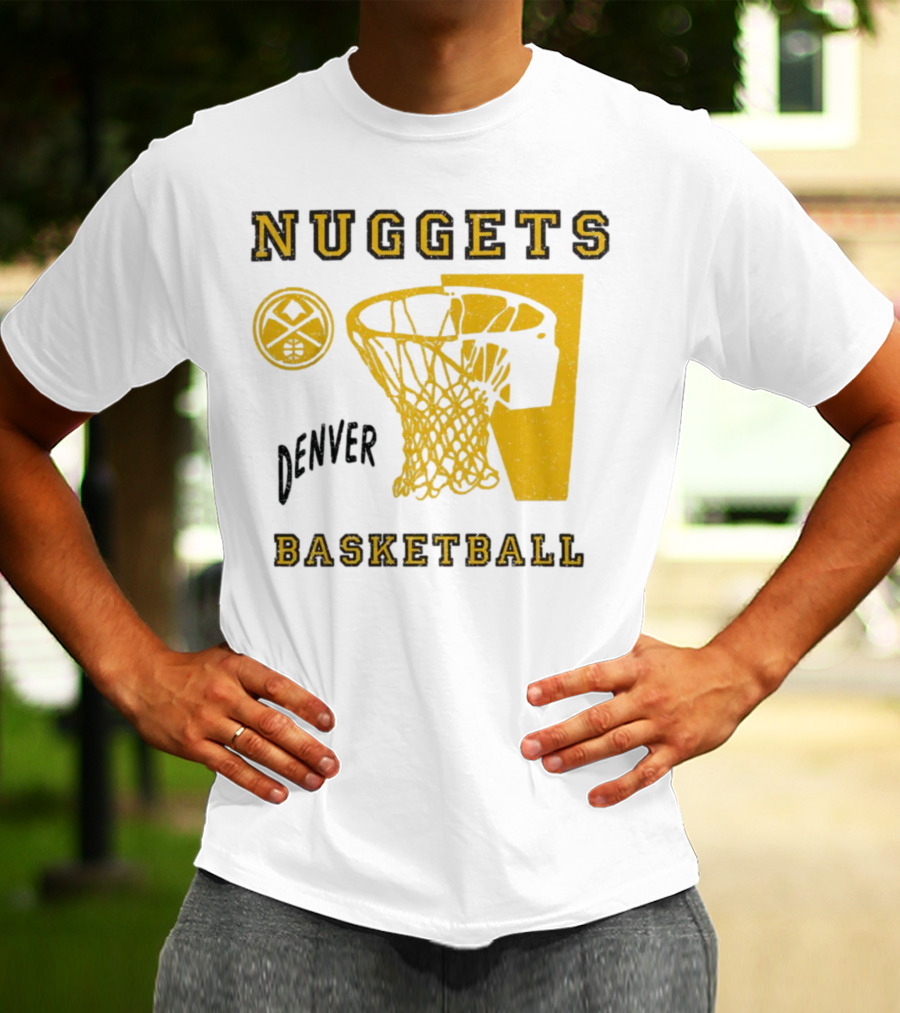 Nuggets Denver Basketball Slam Dunk White Men's Junk Food T-Shirt