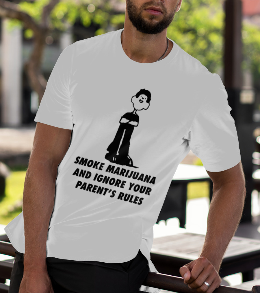 Smoke Marijuana And Ignore Your Parent’s Rules Stick Figure Standing With Crossed Arms T-Shirt