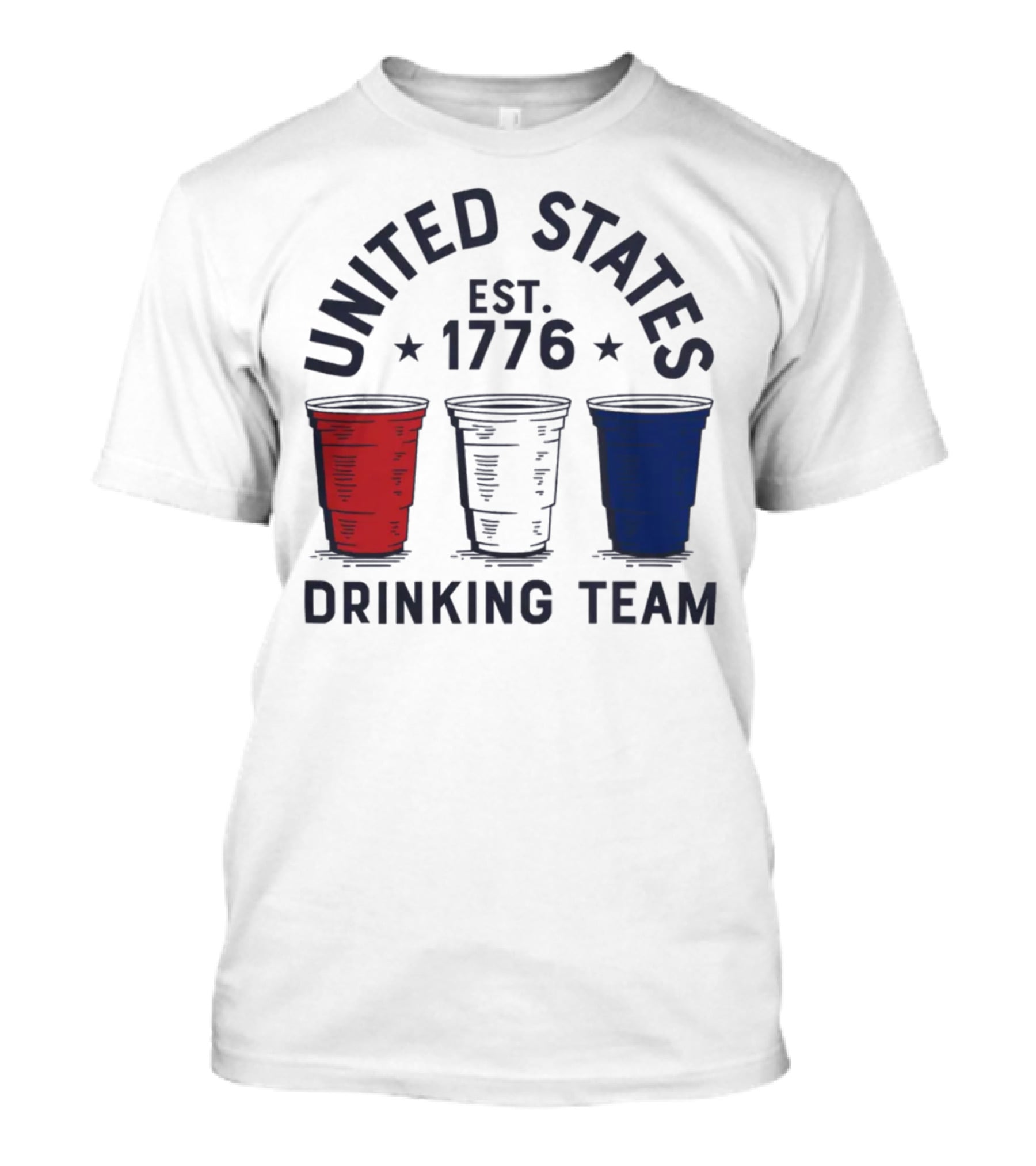 United States Drinking Team Est 1776 Red White Blue Cups T-Shirt