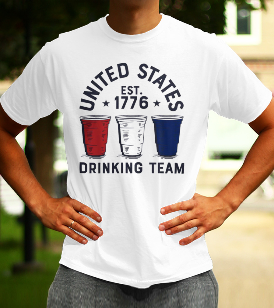 United States Drinking Team Est 1776 Red White Blue Cups T-Shirt