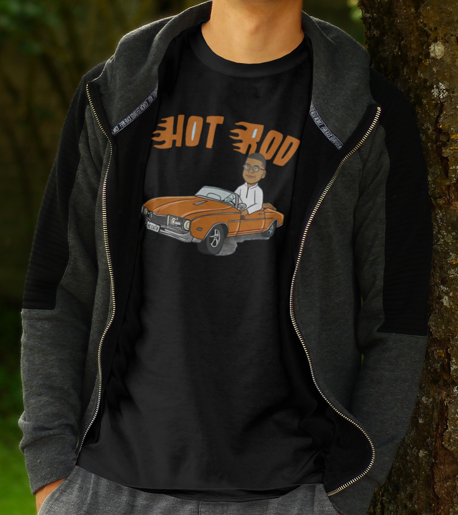 Hot Rod Flame Letters Cartoon Car T-Shirt