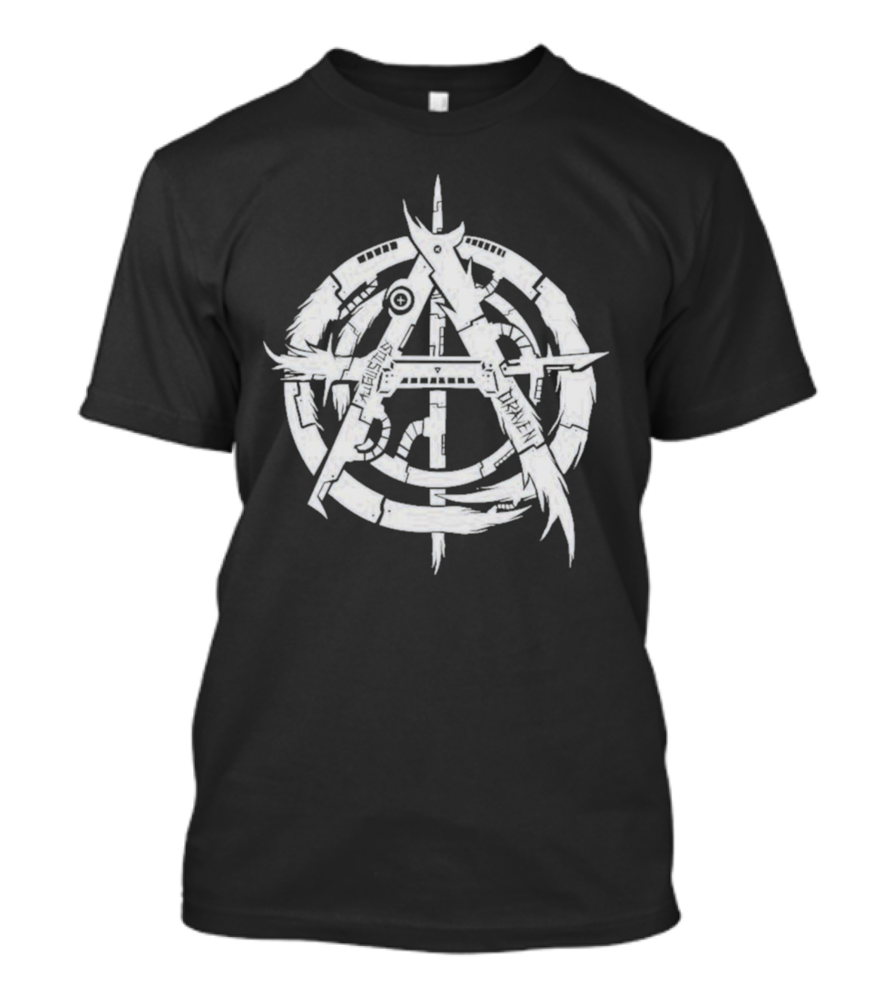 Relentless Driven Anarchy Symbol Silver And Blue T-Shirt