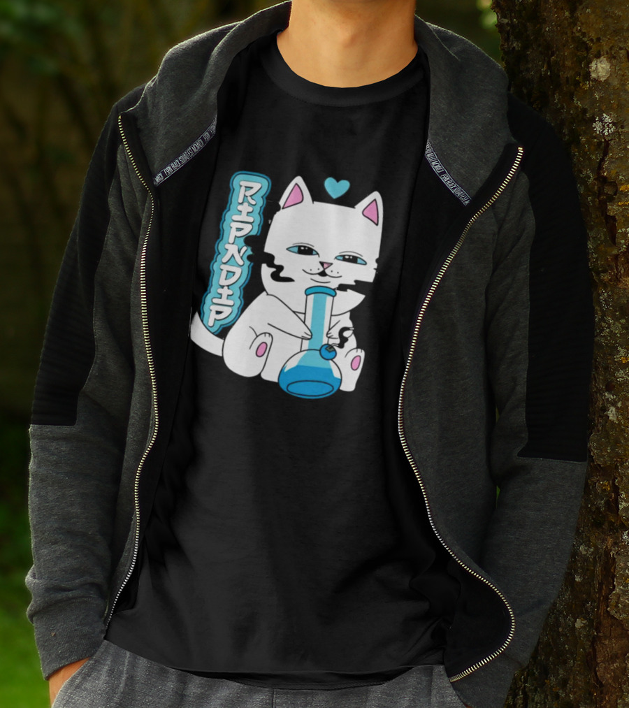 Ripndip Clothing Cat With Bong And Heart Motif T-Shirt