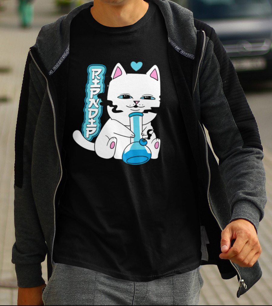 Ripndip Clothing Cat With Bong And Heart Motif T-Shirt