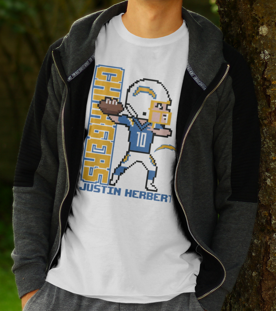 Justin Herbert Los Angeles Chargers Pixel Player 10 T-Shirt