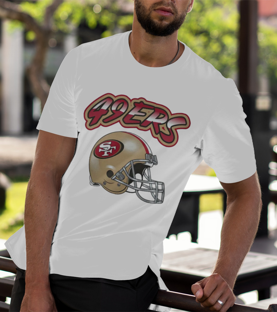 49ers SF Gold Helmet Red Outline Toddler Grey Huddle Up T-Shirt