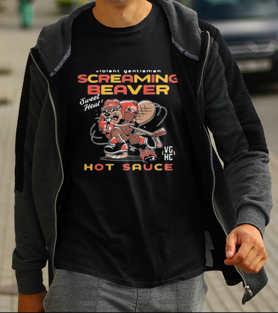 Violent Gentlemen Screaming Beaver Sweet Heat VGHC Hot Sauce T-Shirt