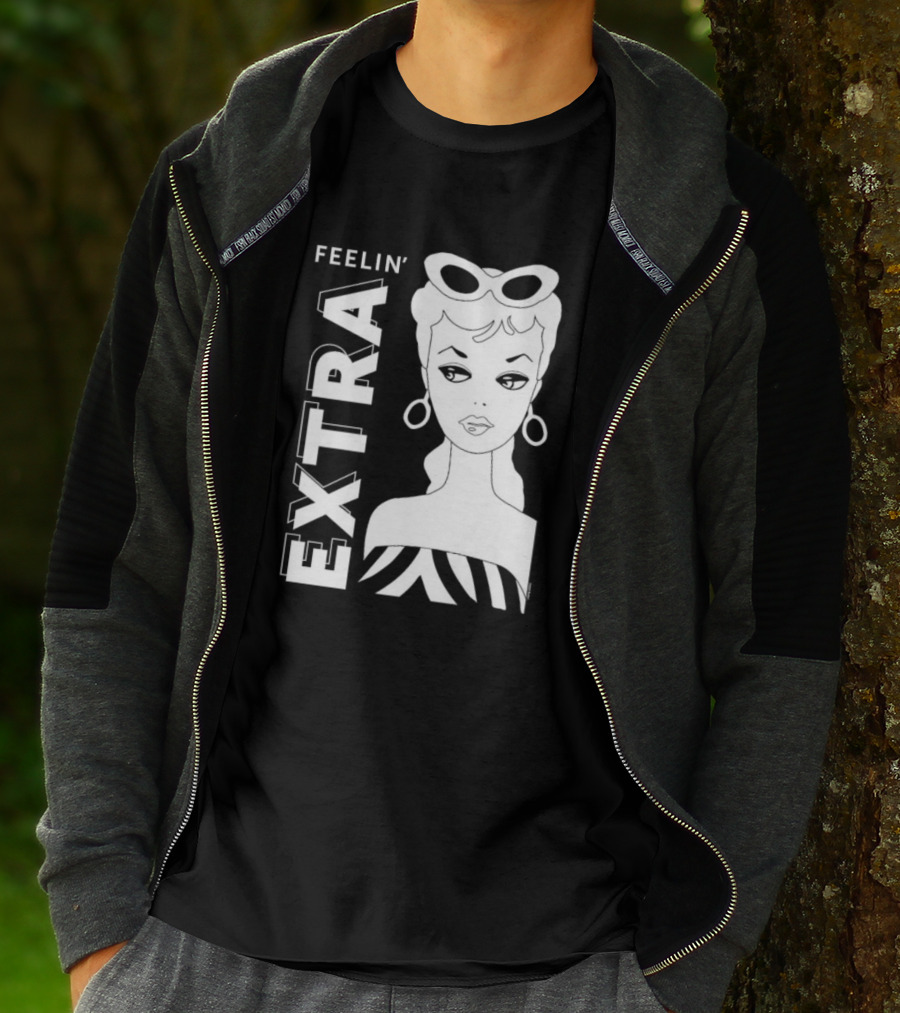 Feelin' Extra Barbie Retro Style Sunglasses And Hoop Earrings T-Shirt