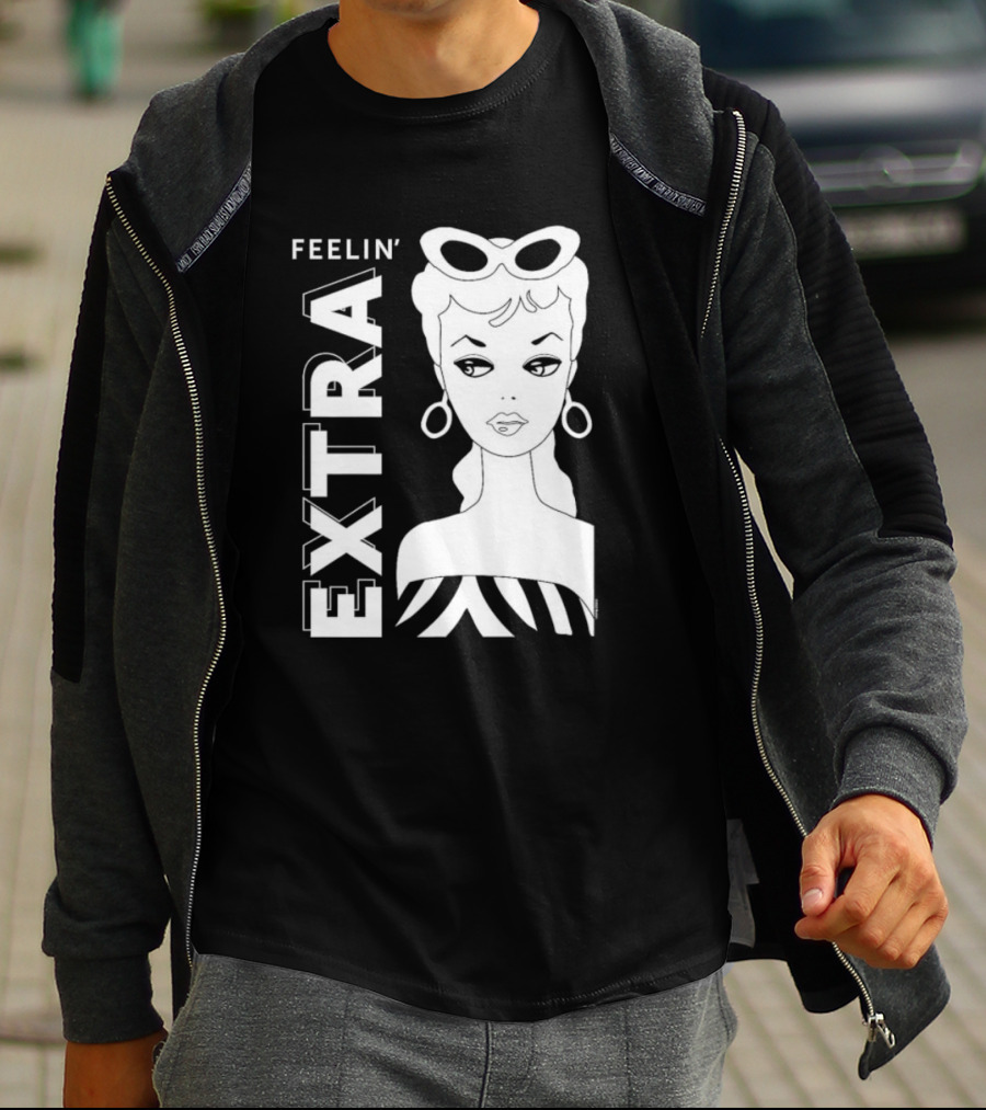 Feelin' Extra Barbie Retro Style Sunglasses And Hoop Earrings T-Shirt